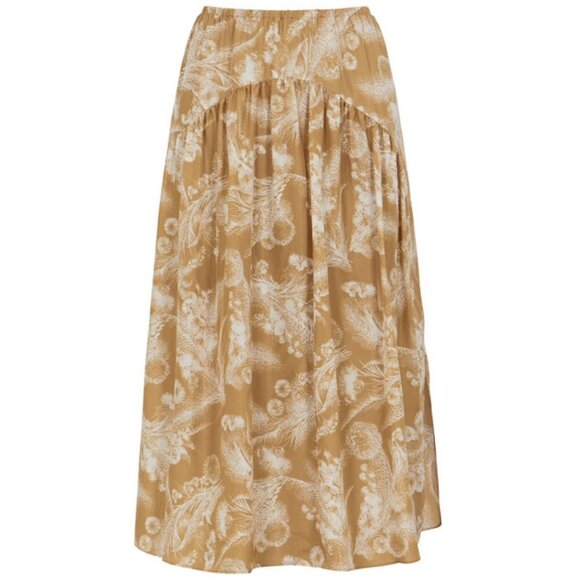 💕VINCE💕 Wheat Tiered Skirt 100% Silk ~ LT Sunseed Large L NWT - Picture 12 of 16
